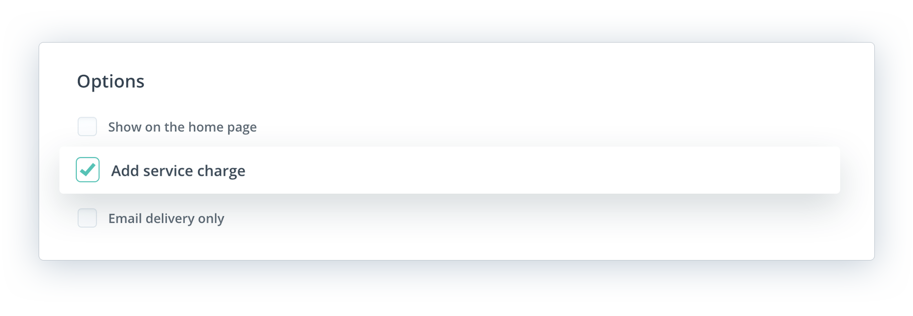 Giftpro admin interface highlighting service charges