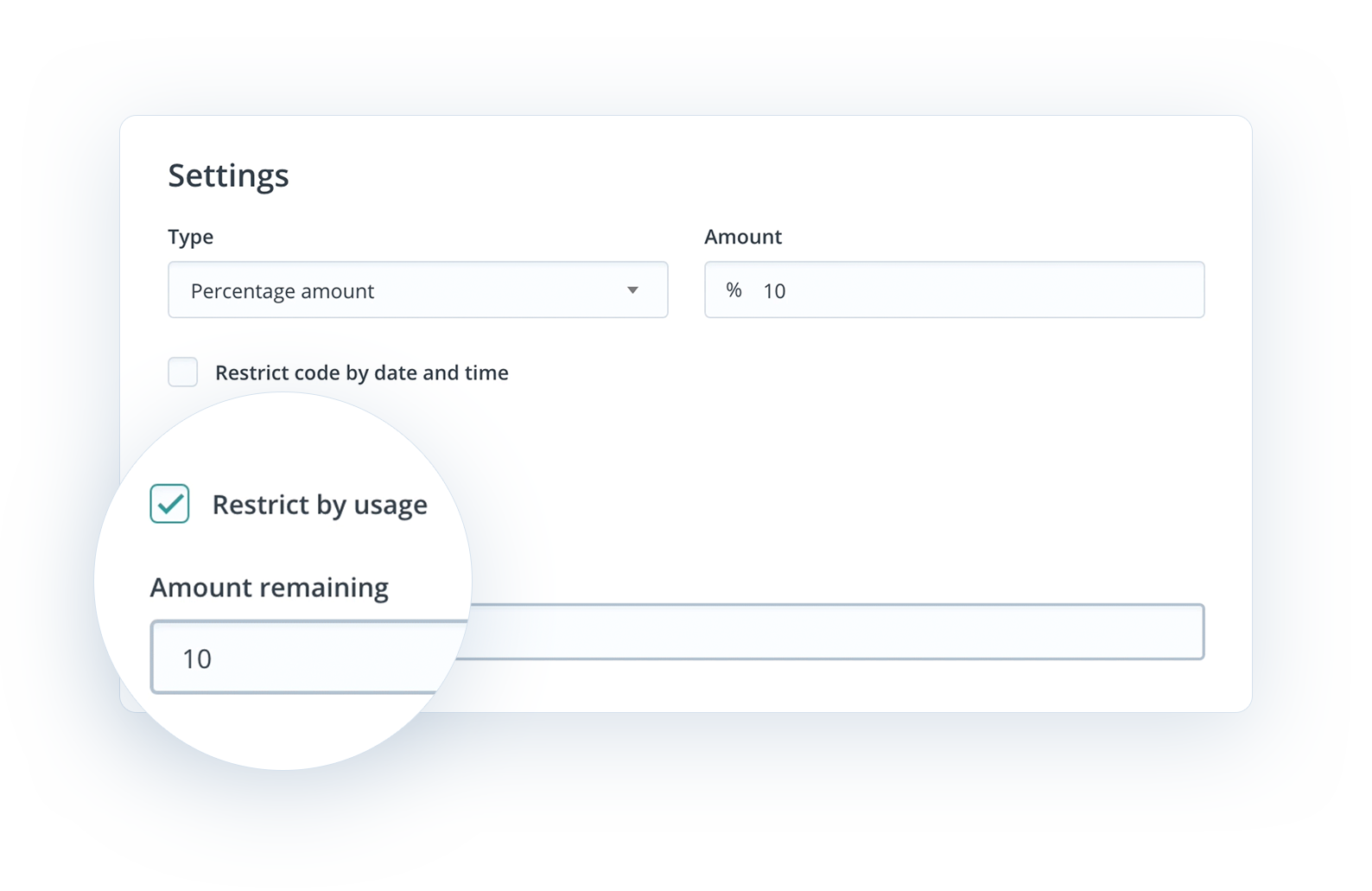 A macro screen shot showing limited quantity promo codes on GiftPro's admin area